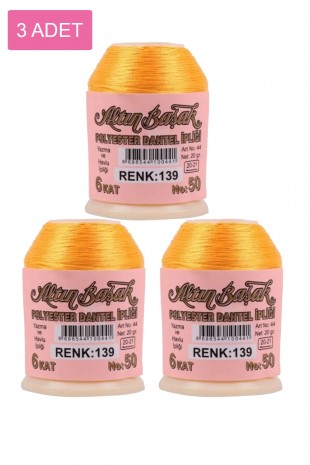 3 Adet Altınbaşak Oya ve Dantel İpi 20 gr - Royaleks - No: 139