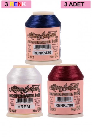 3 Adet Altınbaşak Oya ve Dantel İpi 20 gr - Royaleks - No: KREM - 790 - 430