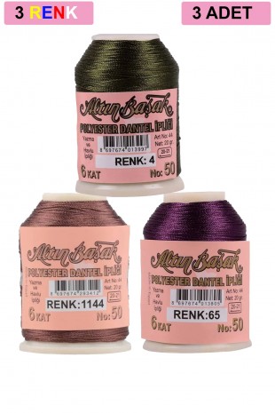 3 Adet Altınbaşak Oya ve Dantel İpi 20 gr - Royaleks - No: 1144 - 065 - 004