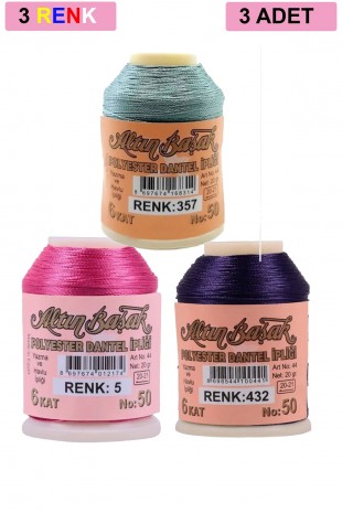 3 Adet Altınbaşak Oya ve Dantel İpi 20 gr - Royaleks - No: 005 - 432 - 357