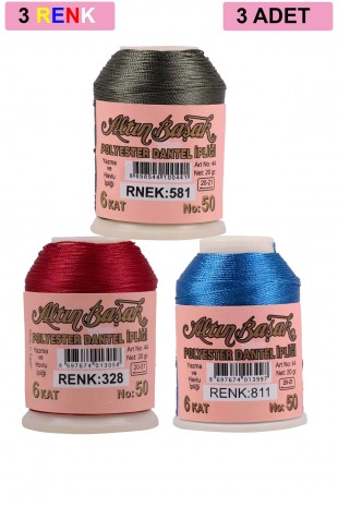 3 Adet Altınbaşak Oya ve Dantel İpi 20 gr - Royaleks - No: 328 - 811 - 581