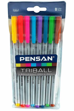 Pensan Triball Tükenmez Kalem Renkli 8'li Set